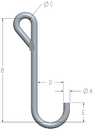 5/16" X 10" J-HOOK STYLE C 250# CAPACITY (11654-10)