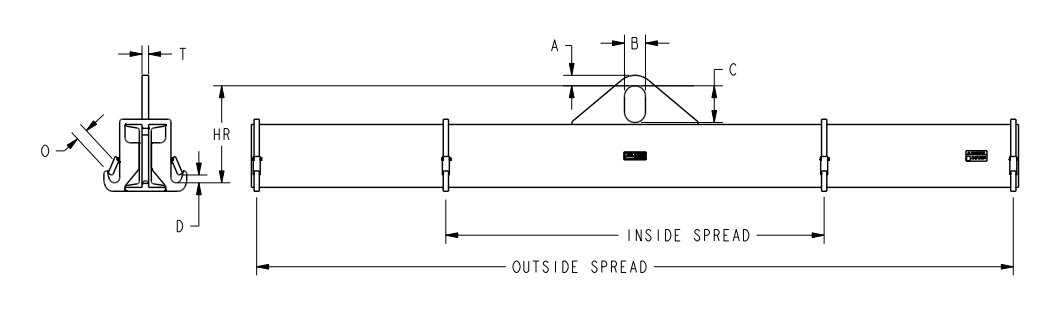 15,000# 16' BASKET LIFTING BEAM 2 SETS OF HOOKS (25654)