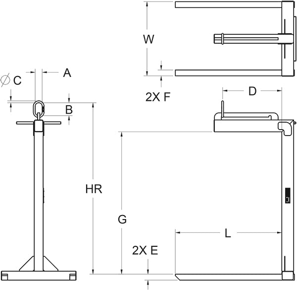2,000# DUAL BALE PALLET LIFTER 36" FORK LENGTH (14511)
