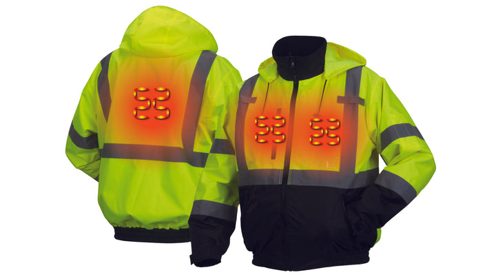 Lime Hi-Vis Lime Bomber Jacket - Heated - Size Large (RJ3110HL) Per 1