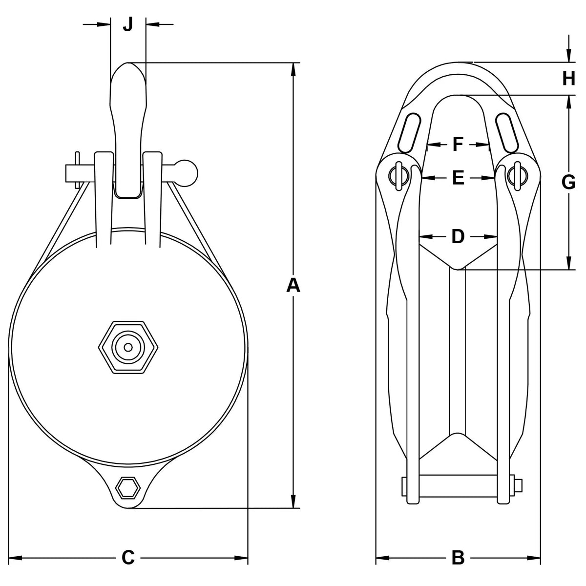 Ropemaster 3.75T 6" Full Sided Block with REGULAR YOKE