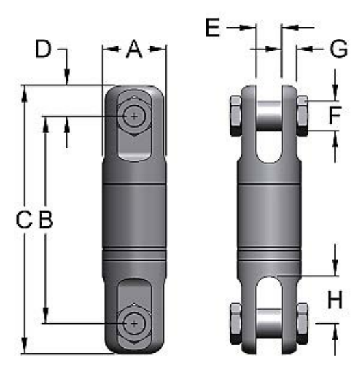 Miller Angular Contact Ball Bearing Swivel Model B-111 Jaw to Jaw WLL 1.5 tons