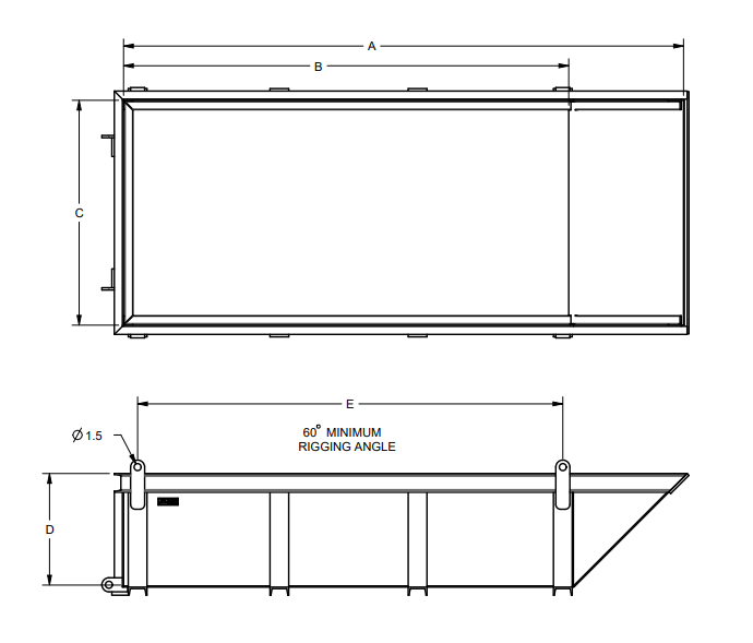 6,000# MATERIAL DUMP BASKET 48X120" NOT FOR PERSONNEL LIFTING (23669)