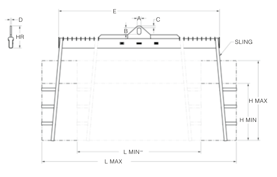 10,000 LB WLL GLASS PANEL LIFT BEAM 130"-204" (22876)