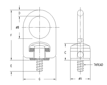 3/4" - 4 1/2 Forged Swivel Hoist Ring Coil Thread 5,000 lbs WLL (57112)