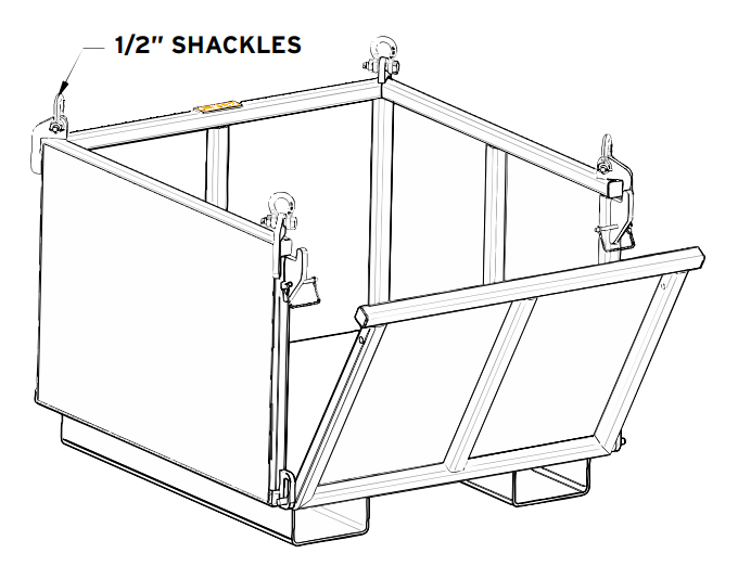 2,500# 48" DROP SIDE MATERIAL BASKET NOT FOR PERSONNEL LIFTING (12902)