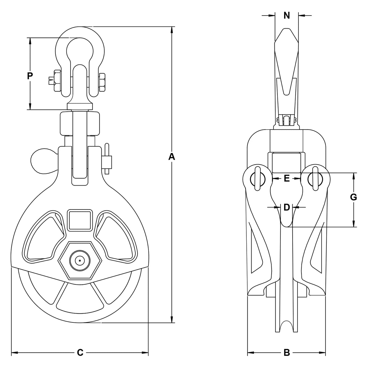 Skookum A Series 5T Cast Half Sided Block with REGULAR YOKE (A-4R)