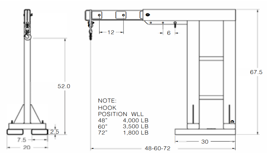 ADJUSTABLE REACH OVER BOOM WITH SWIVEL HOOK (16055)