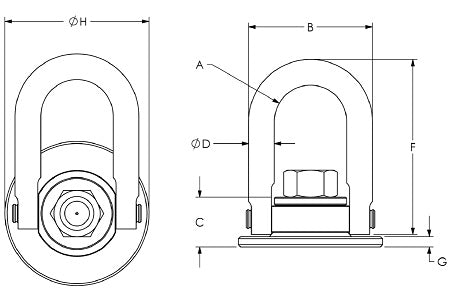 30,000 lbs Weld-On Round Base Swivel Hoist Ring (44408-W)