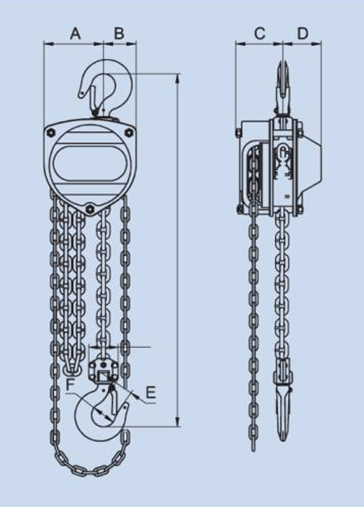 1 Ton x 20' Hand Chain Hoist Black Bear (YB)