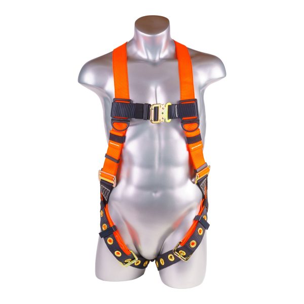 HARNESS 5PT., ALUMINUM DORSAL D-RING, QCB CHEST, GROMMET LEGS, ORANGE COLOR (H222100041)