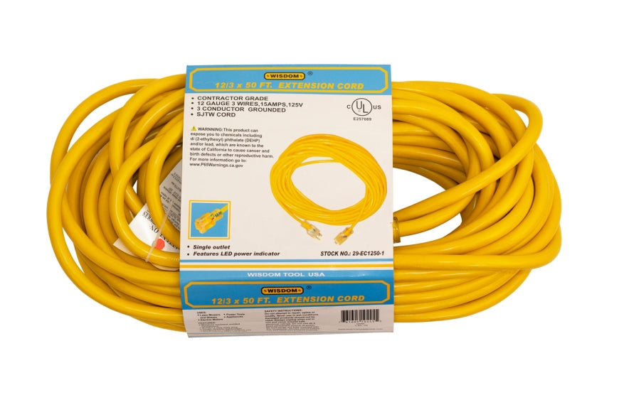 50 ft. 12/3 Heavy Duty Indoor/Outdoor Tri Tap Extension Cord WITH LIGHT (29-EC1250T)