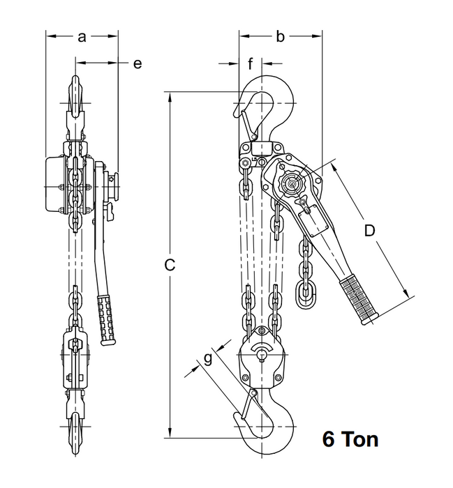 6 ton x 20' Harrington LB Lever Hoist
