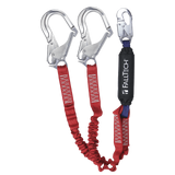 6' Ironman® 12' free fall Elasticated Energy Absorbing Lanyard, Double-leg with Aluminum Connectors (8247EY3A)