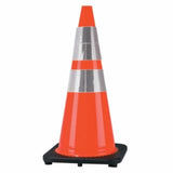 DW Series Traffic Cone, 28 in H, 7 lb PVC, Orange/Black Base, Reflective Collar