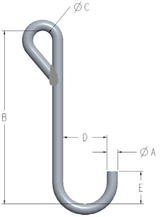 1/4" X 12" J-HOOK STYLE C 100# CAPACITY (11653-12)