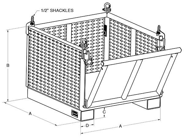 2,500# 48" DROP SIDE BASKET W/ CASTERS NOT FOR PERSONNEL LIFTING (23957)