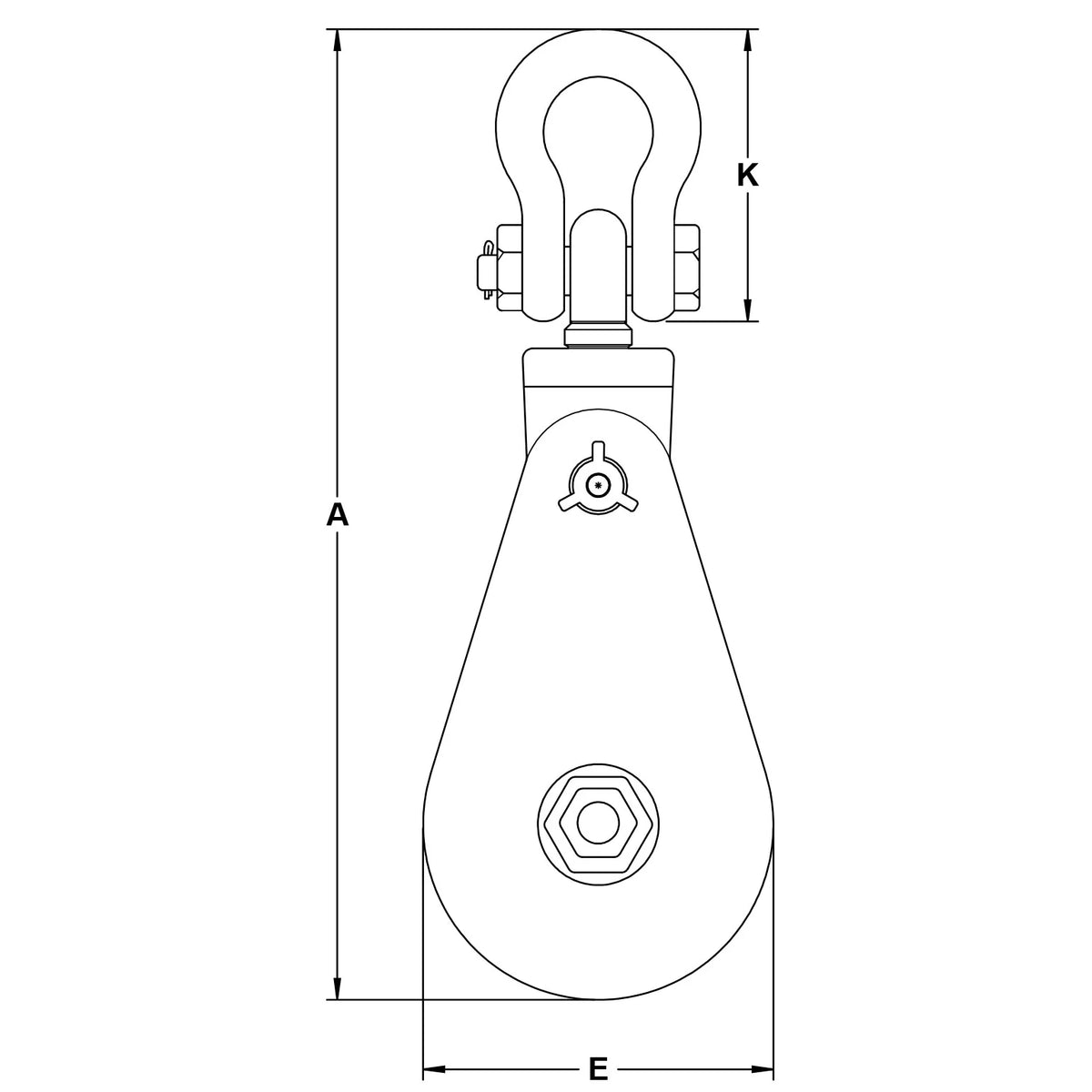 Skookum 8 ton 6" Alloy Snatch Block with SWIVEL SHACKLE (6" x 8T) (1000143)