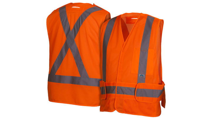 Orange Hi-Vis Orange Vest with Reflective Tape - Self Extinguishing - Size Medium (RCA2520SEM) Per 1