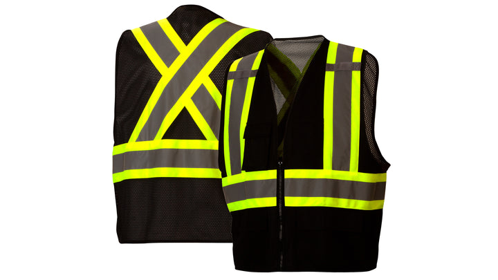 Black Black Vest with Contrasting Reflective Tape - Size 5X Large (RCZ2411X5) Per 1
