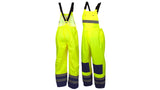 Lime PU/Poly hi vis bib pants - size small (RRWB3110S) Per 1