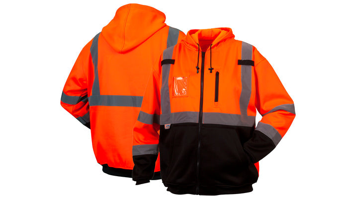 Orange Class 3 premium zipper sweatshirt in orange - large (RSZH3320L) Per 1