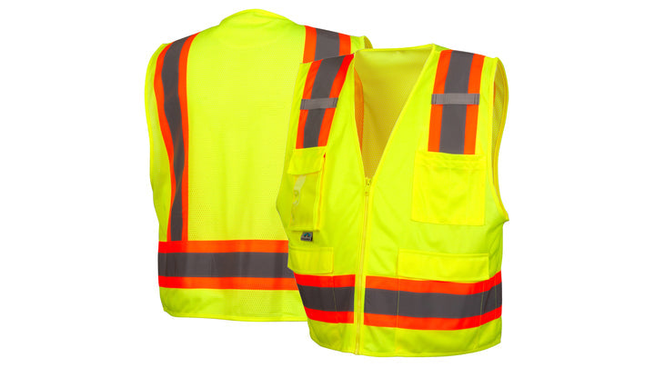 Lime Class 2 Surveyor Vest with Clear Pocket - Lime - 4X Large (RVZ2410CPX4) Per 5