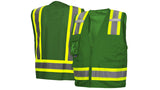 Green Survey Vest w/clear pocket-Green-Large (RVZ2435CPL) Per 5