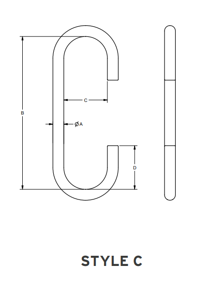1/2" 795# ALLOY STEEL S HOOK STYLE C 5.5" REACH (14210)