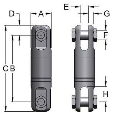 Miller High Pressure Stainless Steel Swivels Model BB-111HP Clevis to Clevis WLL 0.75 tons (BB-111HP)