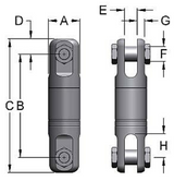 Miller Hydro Link Stainless Steel High Pressure Swivels, Model GG-151HP Clevis to Clevis WLL 15 tons