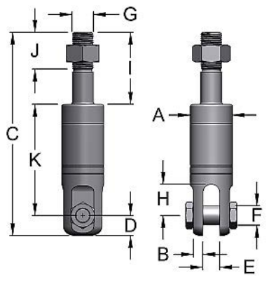 Miller Hydro Link Stainless Steel High Pressure Swivels, Model B-351HP Stud to Clevis WLL 1.5 tons