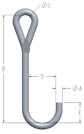1/4" X 5" J-HOOK STYLE A 100# CAPACITY (11621-5)