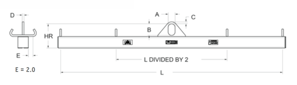 1,000 lbs 8' Basket Lifting Beam 2 Sets of Hooks (17494)