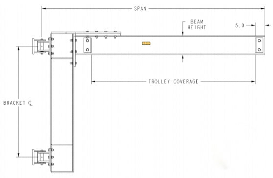 10' SPAN, 4,000 LB WLL  CANTILEVER JIB CRANE 10' SPAN (25747)