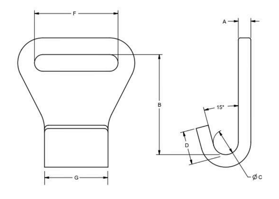 3/16" 400# ALLOY STEEL FLAT HOOK (17618)