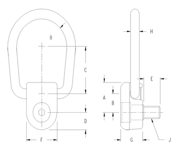 M12 x 1.75 Forged Side Pull 2000 lbs WLL (68320)