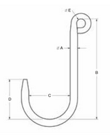 1/2" 450# SHORT REACH FOUNDRY HOOK REACH 6" (14782)