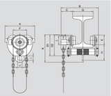 GT Series Geared Trolley 2,200 lbs WLL (GT-100-10)