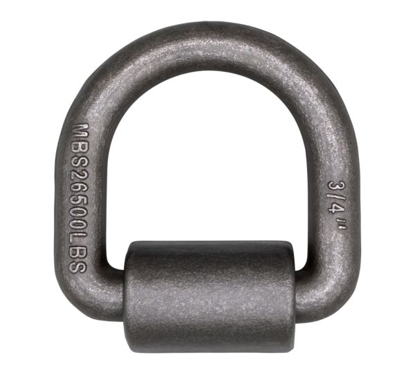 1/2" DIA. RING, B/S 12,000 LBS FORGED WELD-ON D RING W/ MOUNTING BRACKET RAW FINISH