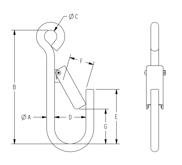 1/2" x 8" LATCHING J-HOOK STYLE B (17612)
