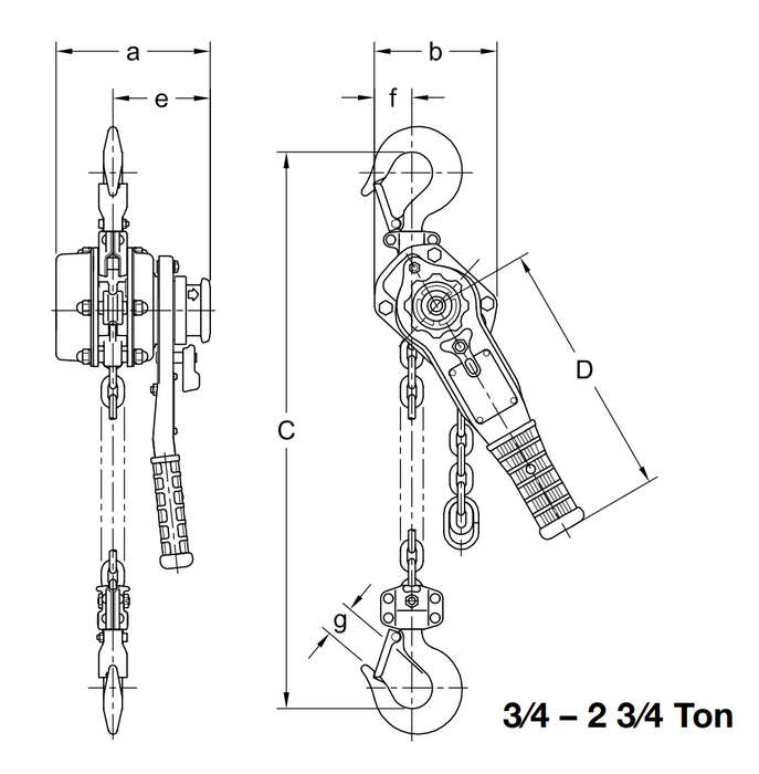 1 ton x 20' Harrington LB Lever Hoist