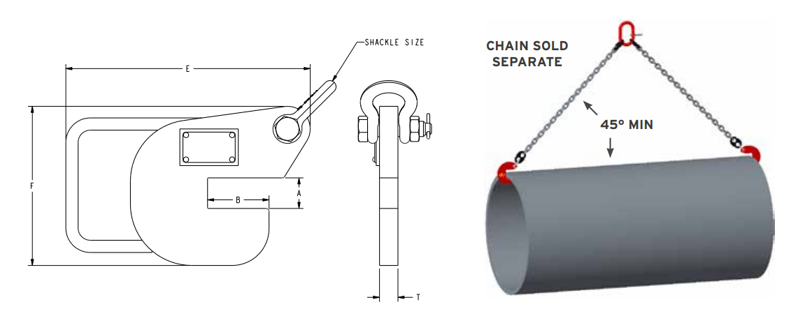 10,000# PIPE LIFTING HOOKS SOLD IN PAIRS / RATED AS PAIR (16194)