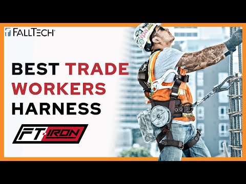 FT-Iron 3D Construction Belted Full Body Harness, Quick Connect Buckle Leg Adjustment (8144QC)