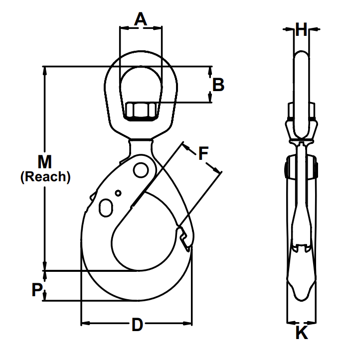 9/32" Swivel Self Locking Hook Bushing Grade 100