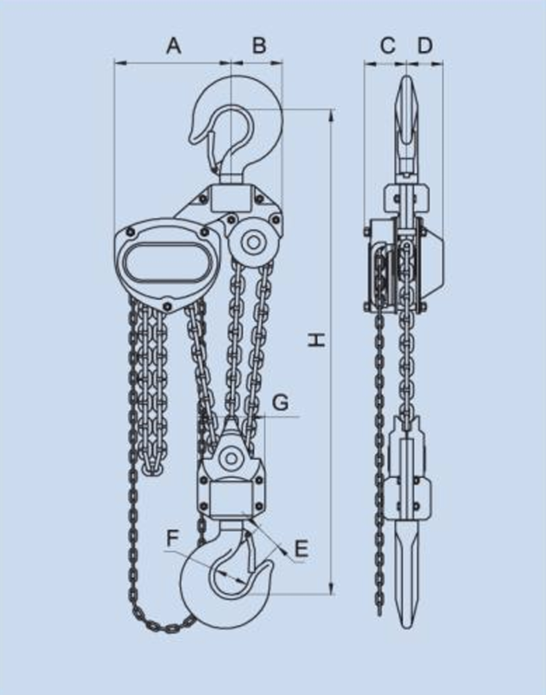 5 Ton x 10' Hand Chain Hoist Black Bear (YB)