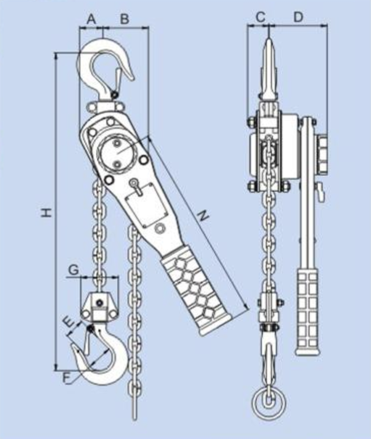 0.5 Ton x 15' Lever Hoist Black Bear (YL)