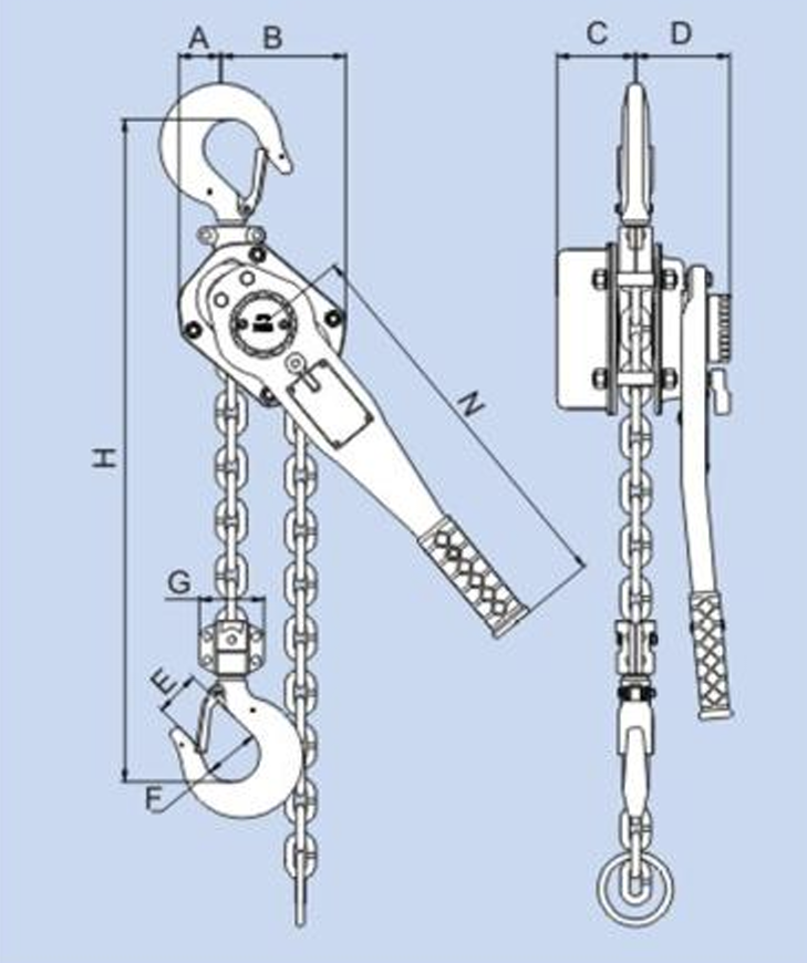 0.75 Ton x 10' Lever Hoist Black Bear (YL)