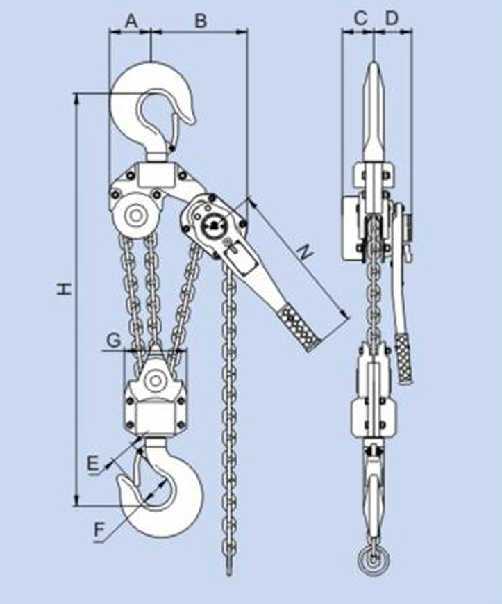 9 Ton x 10' Lever Hoist Black Bear (YL)