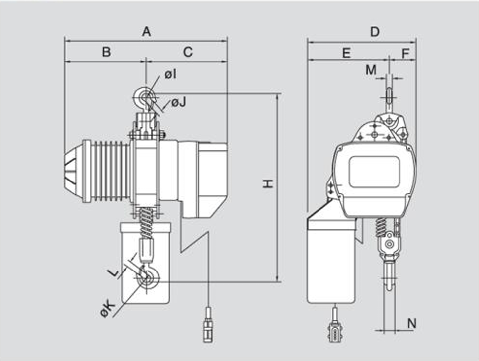 H Series Electric Chain Hoist 1,100 lbs WLL (YSH-050)